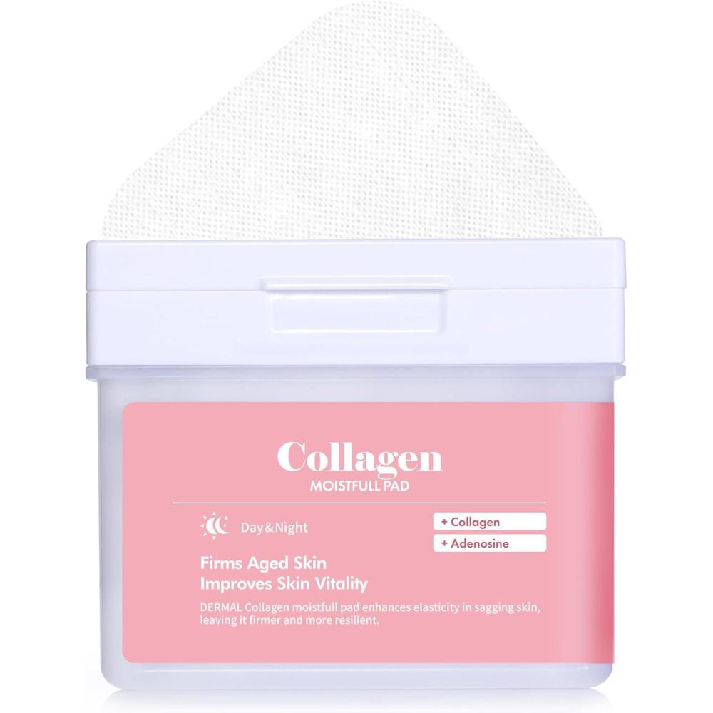 imageDERMAL Collagen Moistfull Pad  Korean Toner Pad for Elasticity amp Wrinkle Improvement with Peptides  Vegan Tencel Square Pads  High Capacity 120 Sheets04 Collagen Pad
