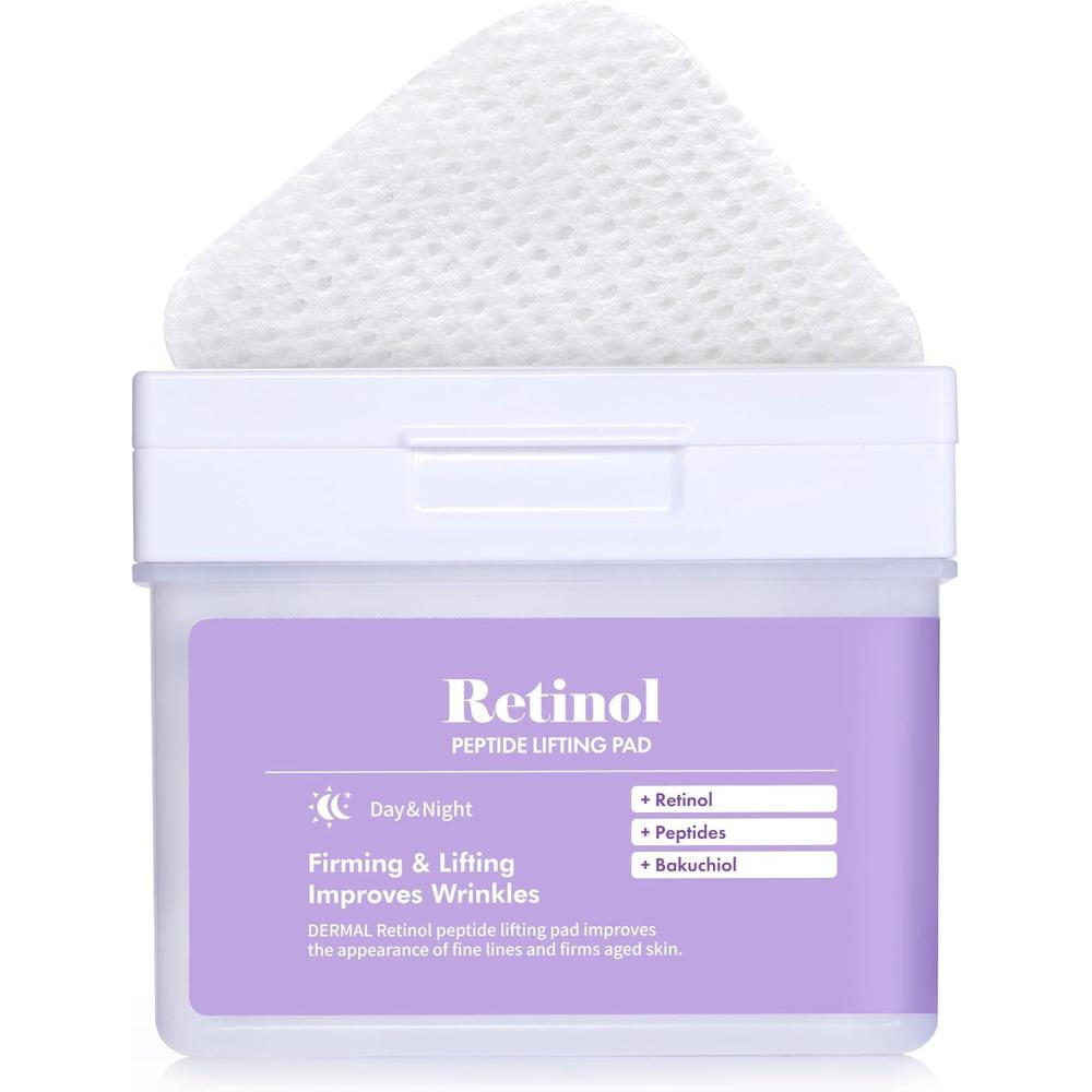 imageDERMAL Collagen Moistfull Pad  Korean Toner Pad for Elasticity amp Wrinkle Improvement with Peptides  Vegan Tencel Square Pads  High Capacity 120 Sheets03 Retinol Pad
