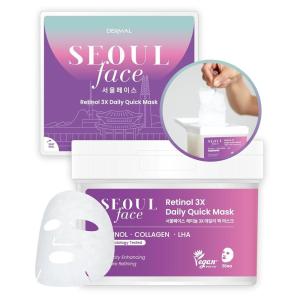 DERMAL Seoul Face Madecassoside 3X Daily Quick Mask 36 Sheet – Korean Skincare Vegan Tencel Facial Masks – Improving Dark Spots, Soften Skin Mask Sheets with Rice, Vitamin C, Panthenol(01 Retinol)