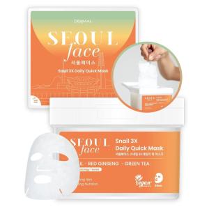 DERMAL Seoul Face Madecassoside 3X Daily Quick Mask 36 Sheet – Korean Skincare Vegan Tencel Facial Masks – Improving Dark Spots, Soften Skin Mask Sheets with Rice, Vitamin C, Panthenol(03 Snail)