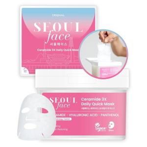 DERMAL Seoul Face Madecassoside 3X Daily Quick Mask 36 Sheet – Korean Skincare Vegan Tencel Facial Masks – Improving Dark Spots, Soften Skin Mask Sheets with Rice, Vitamin C, Panthenol(04 Ceramide)