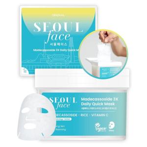 DERMAL Seoul Face Madecassoside 3X Daily Quick Mask 36 Sheet – Korean Skincare Vegan Tencel Facial Masks – Improving Dark Spots, Soften Skin Mask Sheets with Rice, Vitamin C, Panthenol(02 Madecassoside)