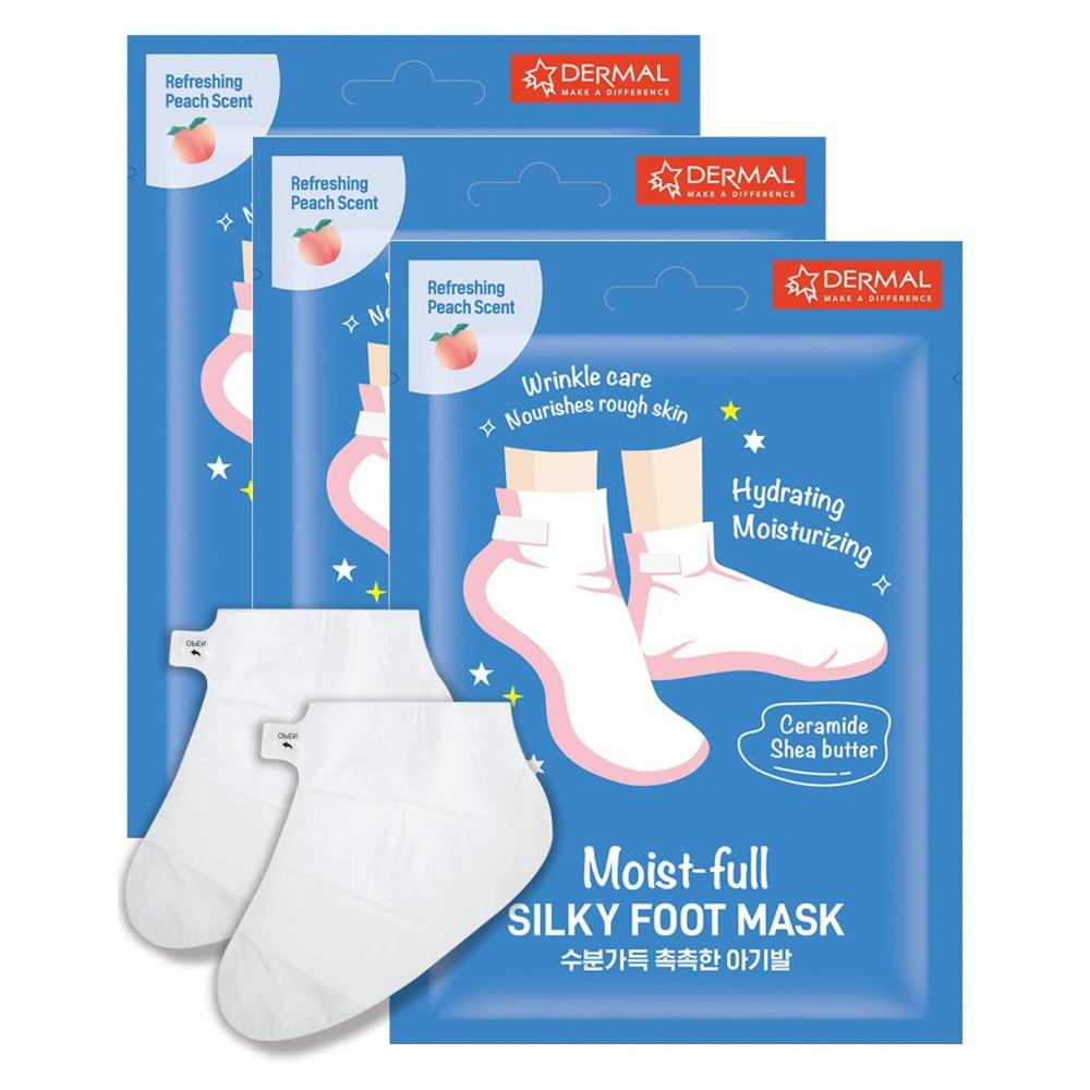 imageDERMAL Moistfull Silky Foot Socks amp Hand Gloves Mask Combo 6 Pack  for Dry Feet and Hands  Home Spa Treatment  Dermatologist Tested Cruelty Free Korean BeautyFoot Mask