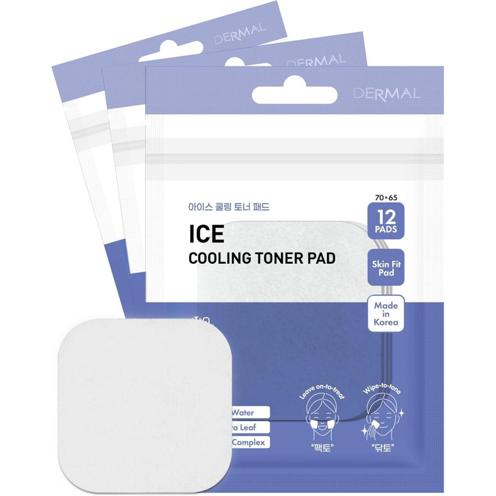 imageDERMAL Retinol Peptide Lifting Pad  Korean Toner Pad for AntiAging amp Wrinkles with Bakuchiol  Vegan Pure Cotton Square Pads  Travel Kit 12 Pads 3 Pack Total 36 eaIce