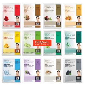 DERMAL 12 Combo Pack Collagen Essence Korean Face Mask, Hydrating & Soothing, Unisex Skin Treatment Mask(New 12 Pack)
