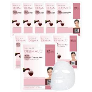 DERMAL Herb Collagen Essence Facial Mask Sheet 23g Pack of 10 – Skin Clear and Purifying, Pore Tightening, Calming for Oily Skin, Daily Skin Treatment Solution Sheet Mask(Wine)