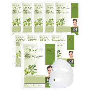 DERMAL Herb Collagen Essence Facial Mask Sheet 23g Pack of 10 – Skin Clear and Purifying, Pore Tightening, Calming for Oily Skin, Daily Skin Treatment Solution Sheet Mask(Oilve Collagen)
