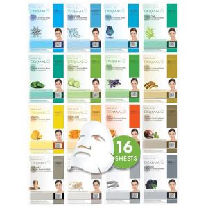 DERMAL Korean Collagen Face Mask 32 Combo Pack A+B Set – Hydrating & Soothing Sheet Mask with Panthenol, Hypoallergenic Calming Moisture Care for All Skin Types(Set A 16 Colors)