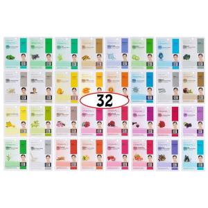DERMAL Korean Collagen Face Mask 32 Combo Pack A+B Set – Hydrating & Soothing Sheet Mask with Panthenol, Hypoallergenic Calming Moisture Care for All Skin Types(Set A+B2 32 Colors)