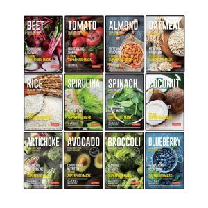 DERMAL Super Food Face Masks Skincare- 12 Pack Facial Sheet Mask for a Glowing Refreshing Skin- Moisturizing Sheet Masks for Face Enriched with Natural Ingredients for All Skin Types(SuperFood 12 Pack)