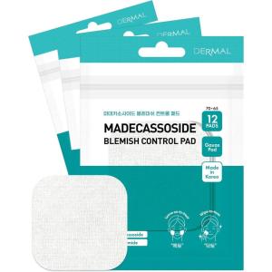 DERMAL Teatree Calming Toner Pad – Korean Toner Pad for Calming & Acne Improvement with Zinc PCA – Vegan Gauze Tencel Square Pads – Travel Kit 12 Pads, 3 Pack (Total 36 ea)(Madecassoside)