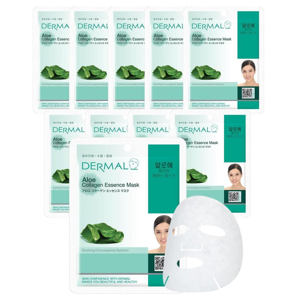imageDERMAL Acai Berry Collagen Essence Facial Mask Sheet 23g Pack of 10  Moisturizing amp Firming Keeps Skin Healthy and Clean Daily Skin Treatment Solution Sheet MaskAloe