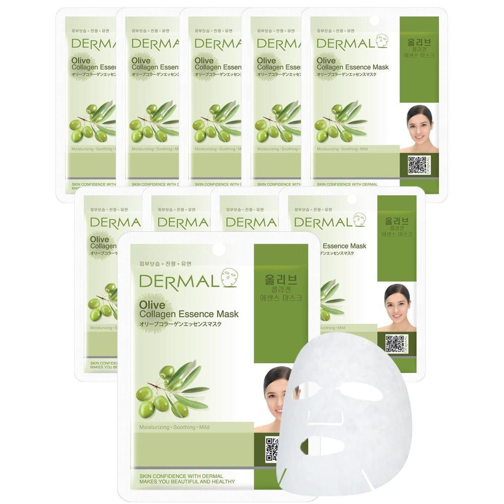 imageDERMAL Acai Berry Collagen Essence Facial Mask Sheet 23g Pack of 10  Moisturizing amp Firming Keeps Skin Healthy and Clean Daily Skin Treatment Solution Sheet MaskOilve Collagen