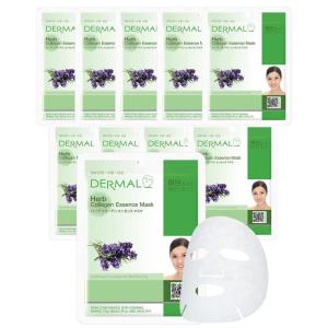 DERMAL Collagen Essence Facial Mask Sheet 23g Pack of 10 – Moisturizing & Firming, Anti Wrinkle, For Healthy Dewy Skin, Daily Skin Treatment Solution Sheet Mask(Herb)