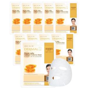 DERMAL Collagen Essence Facial Mask Sheet 23g Pack of 10 – Moisturizing & Firming, Anti Wrinkle, For Healthy Dewy Skin, Daily Skin Treatment Solution Sheet Mask(Royal Jelly Collagen)