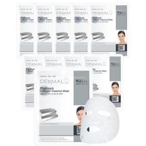 DERMAL Collagen Essence Facial Mask Sheet 23g Pack of 10 – Moisturizing & Firming, Anti Wrinkle, For Healthy Dewy Skin, Daily Skin Treatment Solution Sheet Mask(Platinum Collagen)