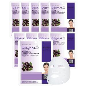 DERMAL Collagen Essence Facial Mask Sheet 23g Pack of 10 – Moisturizing & Firming, Anti Wrinkle, For Healthy Dewy Skin, Daily Skin Treatment Solution Sheet Mask(Acai Berry)