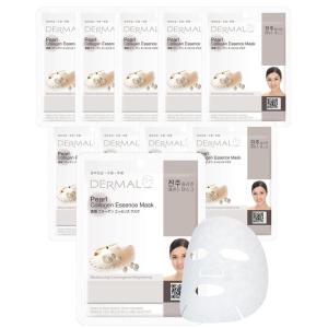 DERMAL Collagen Essence Facial Mask Sheet 23g Pack of 10 – Moisturizing & Firming, Anti Wrinkle, For Healthy Dewy Skin, Daily Skin Treatment Solution Sheet Mask(Pearl)
