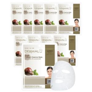 DERMAL Collagen Essence Facial Mask Sheet 23g Pack of 10 – Moisturizing & Firming, Anti Wrinkle, For Healthy Dewy Skin, Daily Skin Treatment Solution Sheet Mask(Snail)