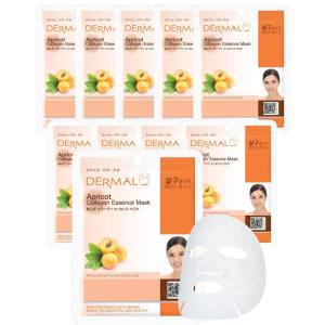 DERMAL Collagen Essence Facial Mask Sheet 23g Pack of 10 – Moisturizing & Firming, Anti Wrinkle, For Healthy Dewy Skin, Daily Skin Treatment Solution Sheet Mask(Apricot Collagen)