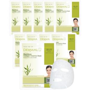 DERMAL Collagen Essence Facial Mask Sheet 23g Pack of 10 – Moisturizing & Firming, Anti Wrinkle, For Healthy Dewy Skin, Daily Skin Treatment Solution Sheet Mask(Bamboo)